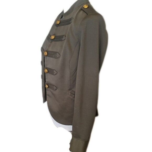 The Limited olive green military style jacket, shoulder pads, gold buttons XS - Picture 2 of 7
